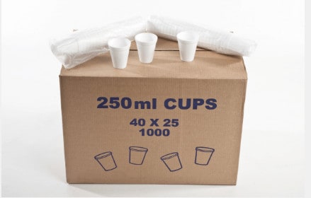 Polystyrene Cups – 250ml (Box of 1000)
