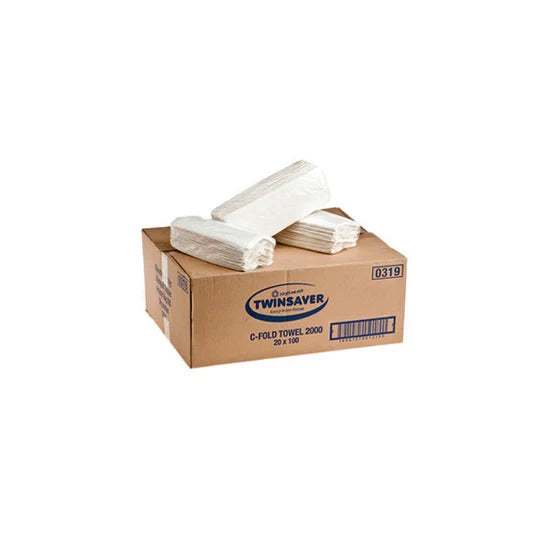 Twinsaver 1 Ply C-Fold Hand Towels – Green Choice (2000 Sheets per Case)