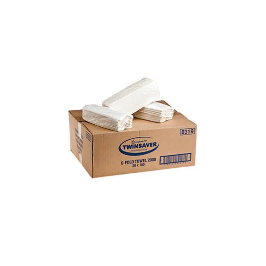 Twinsaver 1 Ply C-Fold Hand Towels – Green Choice (2000 Sheets per Case)