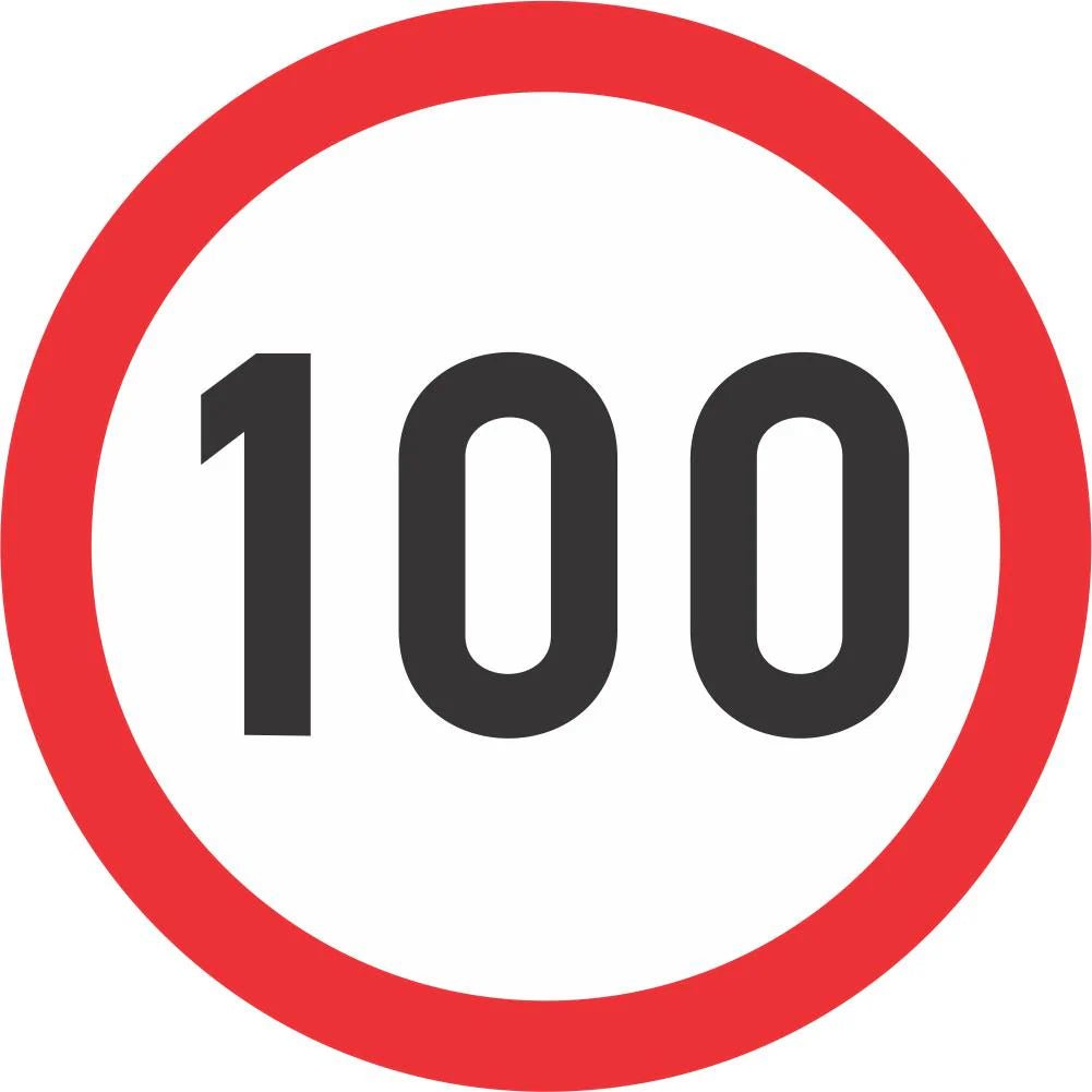 100km/h Speed Limit Road Sign (R201) – Class 1 Retro Reflective