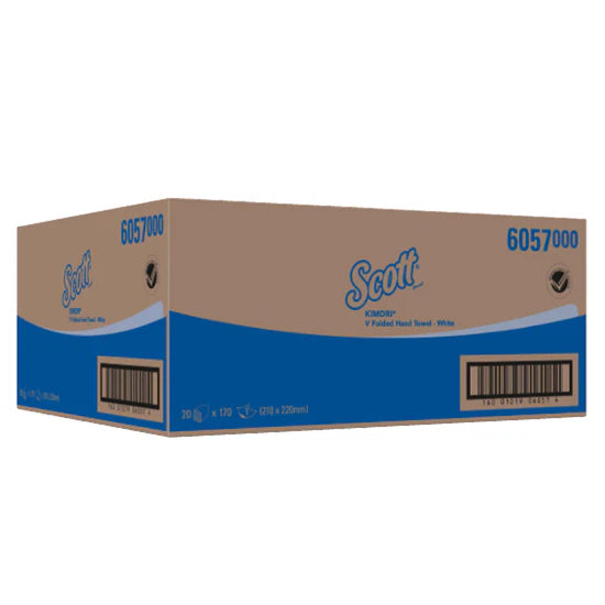 Kimberly-Clark Scott Kimdri V-Fold Hand Towels – White / 1 Ply