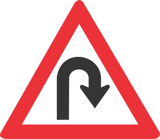 Hairpin Bend Ahead – Right Turn (W206) Road Sign