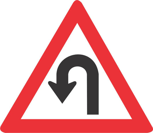 Hairpin Bend Ahead – Left Turn (W207) Road Sign