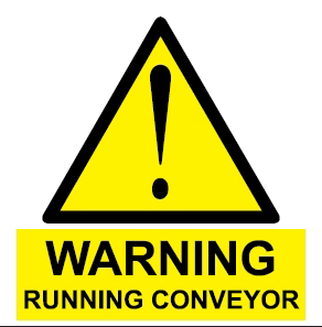 Warning: Running Conveyor Safety Sign (HW70)