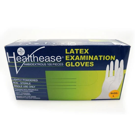 Healthease Latex Gloves – Lightly Powdered (Box of 100)