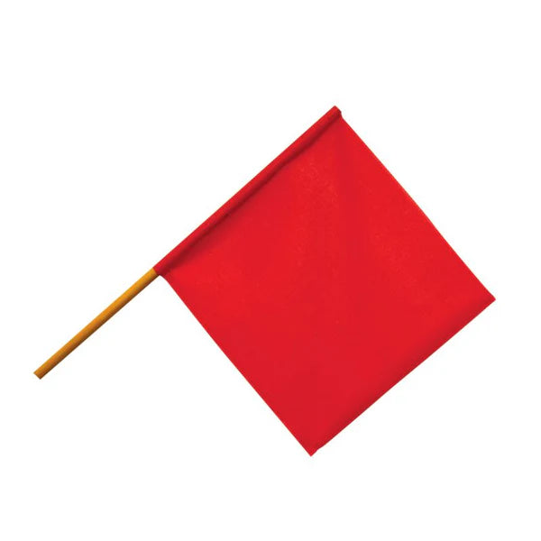 Red Safety Flag with Wooden Handle