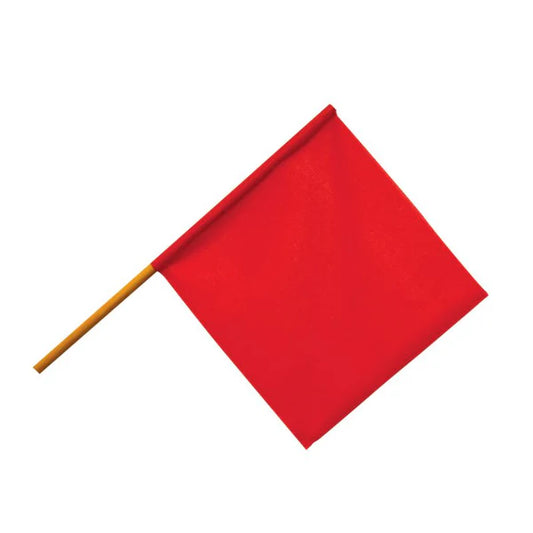 Red Safety Flag with Wooden Handle