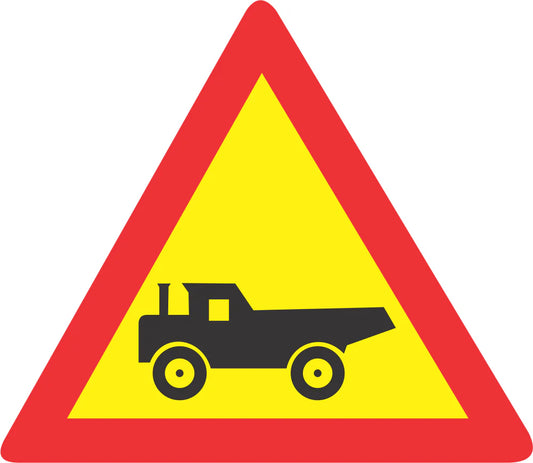 Construction Vehicle Crossing – From the Right (TW345)Temporary Road Sign