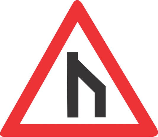 End of Dual Roadway – Straight Ahead Warning Sign (W117)