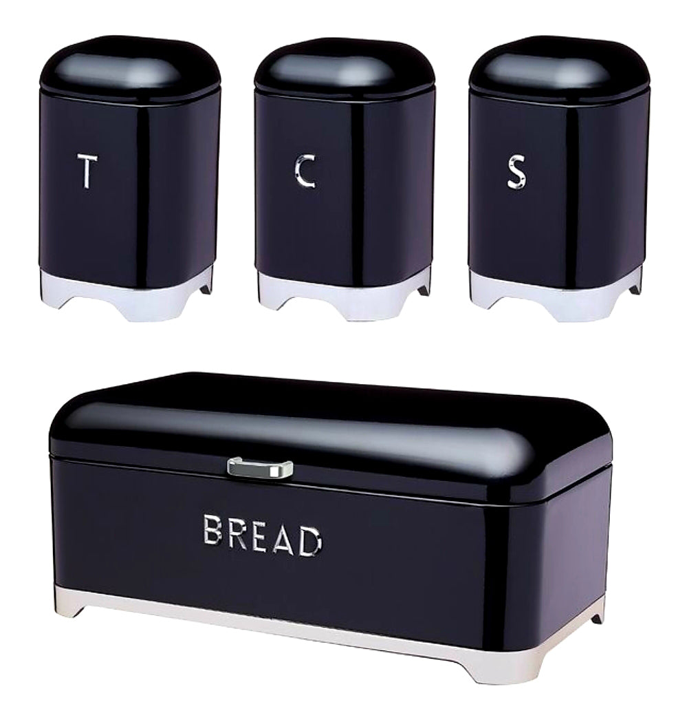 LuxeKitchen Bread Bin & 3-Piece Canister Set