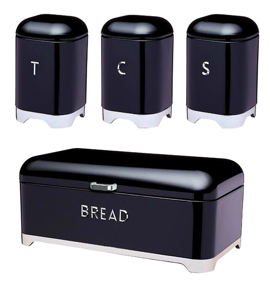 LuxeKitchen Bread Bin & 3-Piece Canister Set