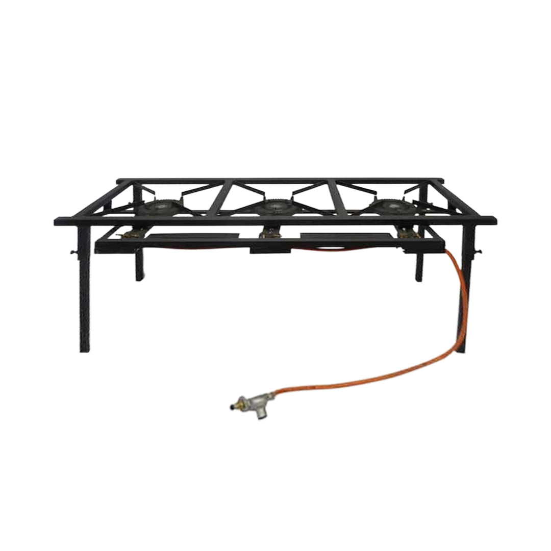 3-Burner Heavy-Duty Gas Stove with Regulator & Pipe