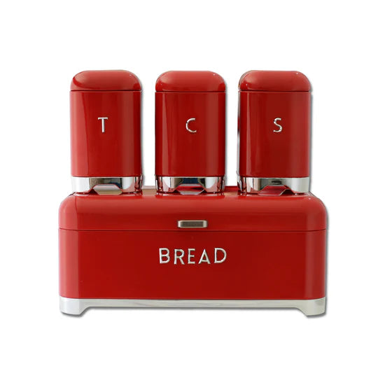 LuxeKitchen Bread Bin & 3-Piece Canister Set