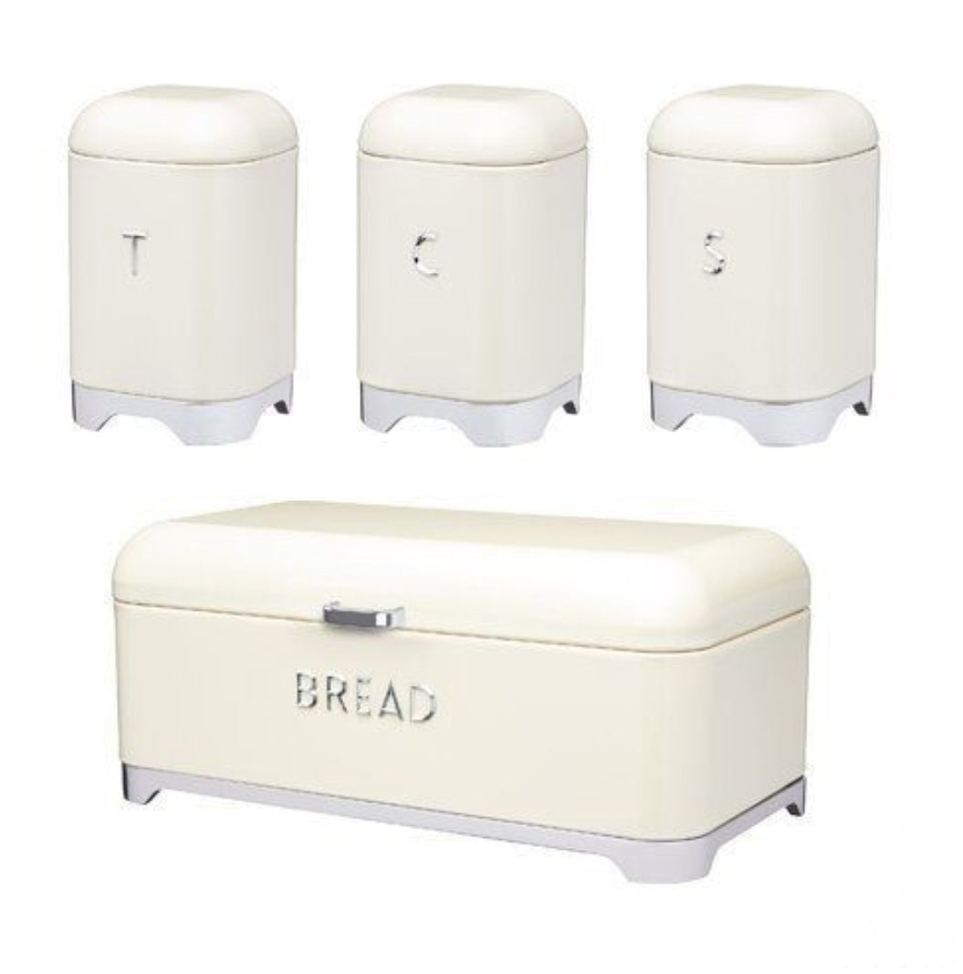 LuxeKitchen Bread Bin & 3-Piece Canister Set