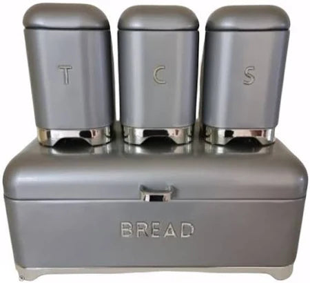 LuxeKitchen Bread Bin & 3-Piece Canister Set